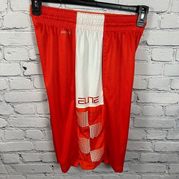 Nike Men’s Elite Basketball Shorts Dri-Fit Drawstring Waist Orange & White S - Picture 9 of 11
